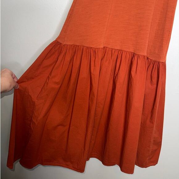 Nation LTD Everleigh Frilly Dress Cayenne XS Cotton Ruffle Midi Length - Picture 6 of 7